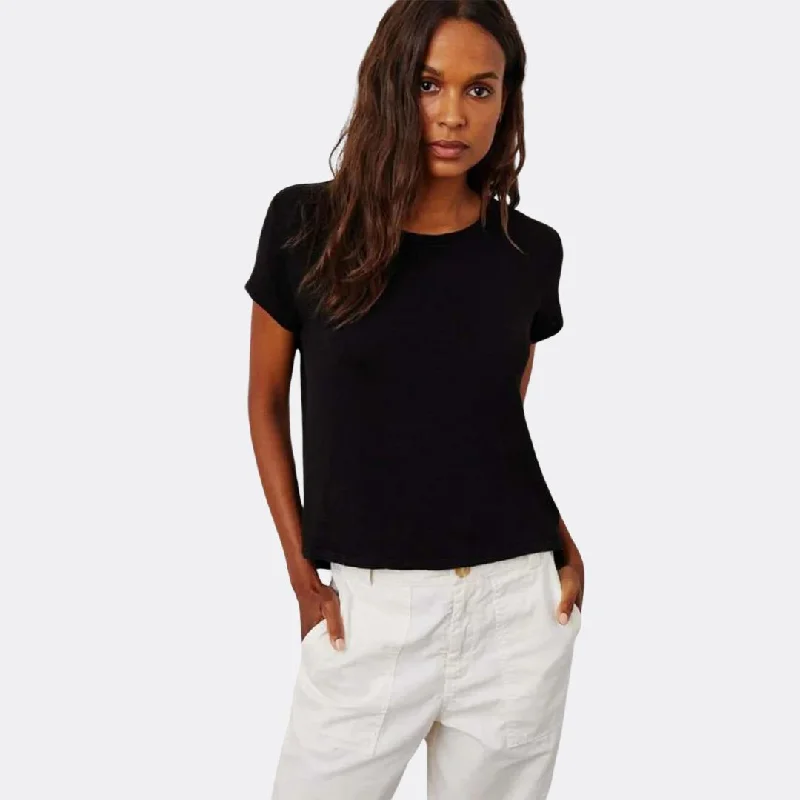 Casey Short Sleeve Tee (Black) Collared Crew Neck Turtle Neck