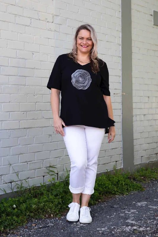 Cashews - C231/C10 Thumb Print Vee Tee Shirt Fashionable Short Sleeve Shirt