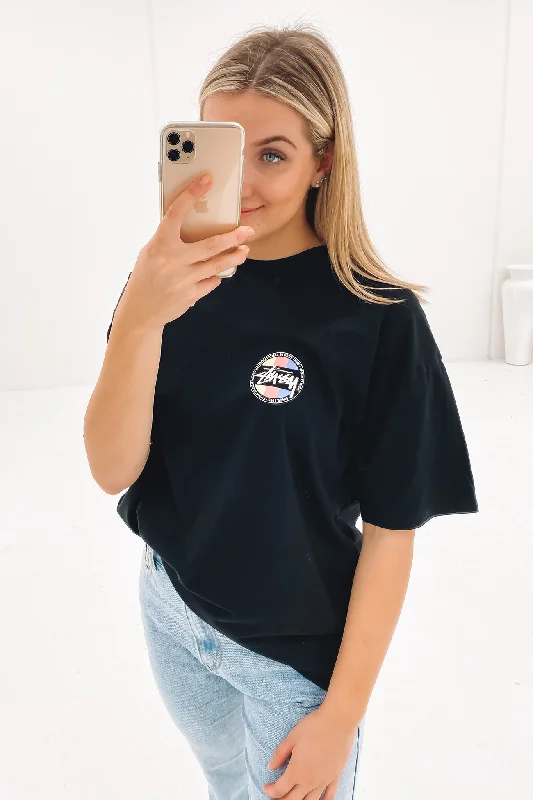 Classic Dot Relaxed Tee Black Print Jacquard Patchwork