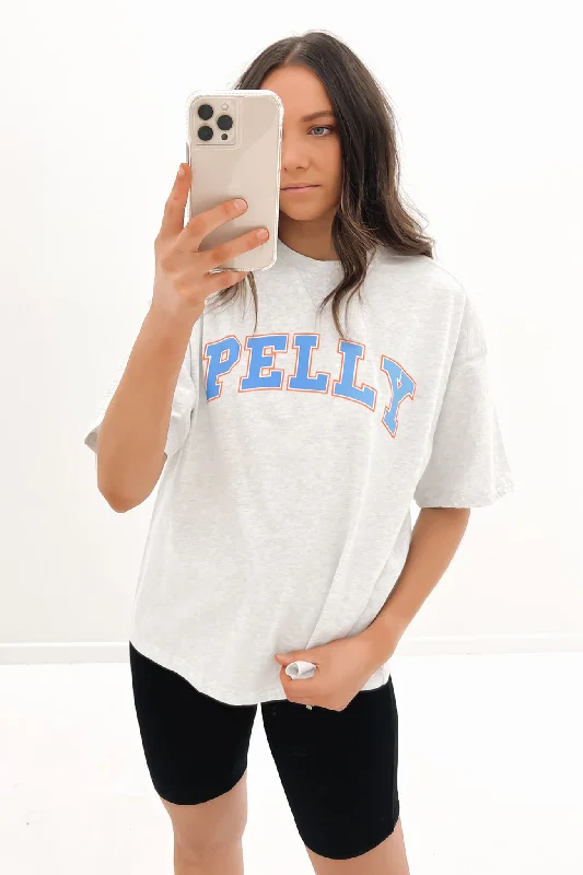 Collegiate Pelly Tee White Marle Ribbed T-Shirt High Neck Heavyweight