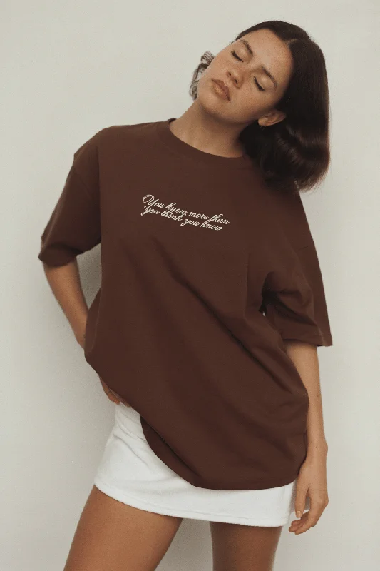 Commonplace - Morale T Shirt, Chocolate/ Pink Trendy Floral Short Sleeve