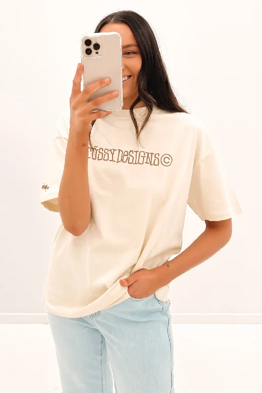Designs Relaxed Tee Oatmeal Chocolate Zippered Front Buttoned Front Snap Front