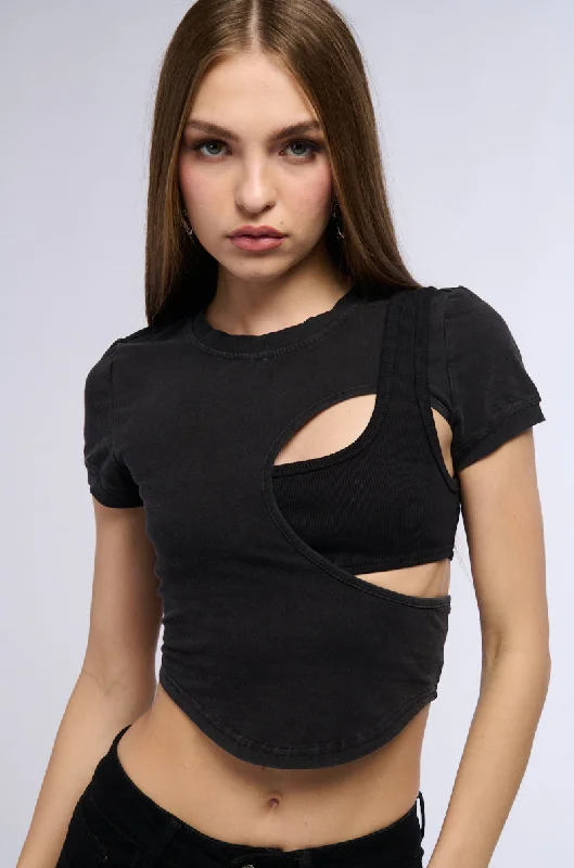 DIFFERENT DIRECTIONS BRA T SHIRT COMBO Classic Casual Short Sleeve