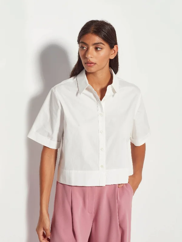 Everly Shirt (Organic Cotton) White Fashionable Sheer Short Shirt