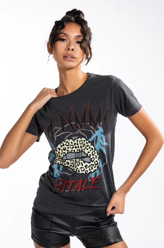 FEMME FATALE CREWNECK GRAPHIC TSHIRT Comfortable Fit Short Shirt