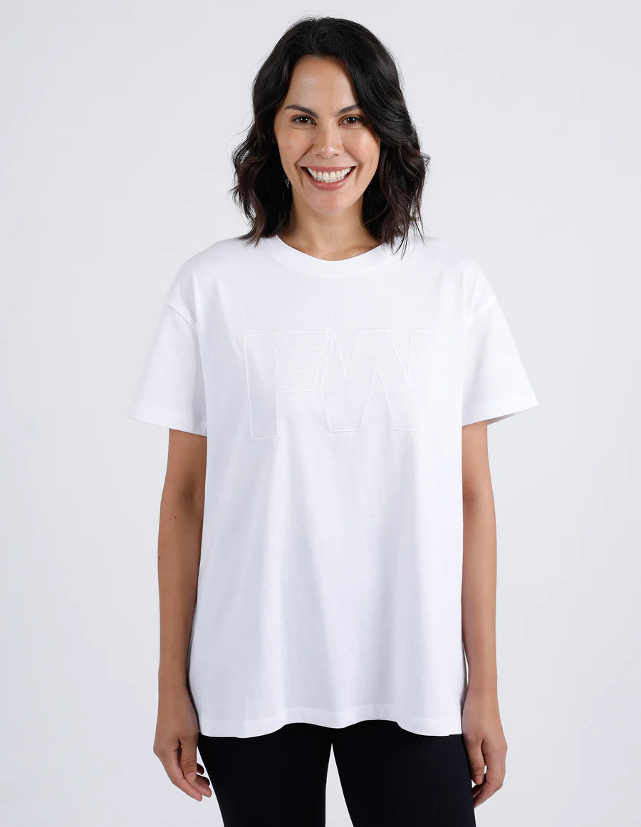 FOXWOOD FW EMBROIDERY TEE WHITE Mesh Fabric Canvas Fabric Denim Fabric