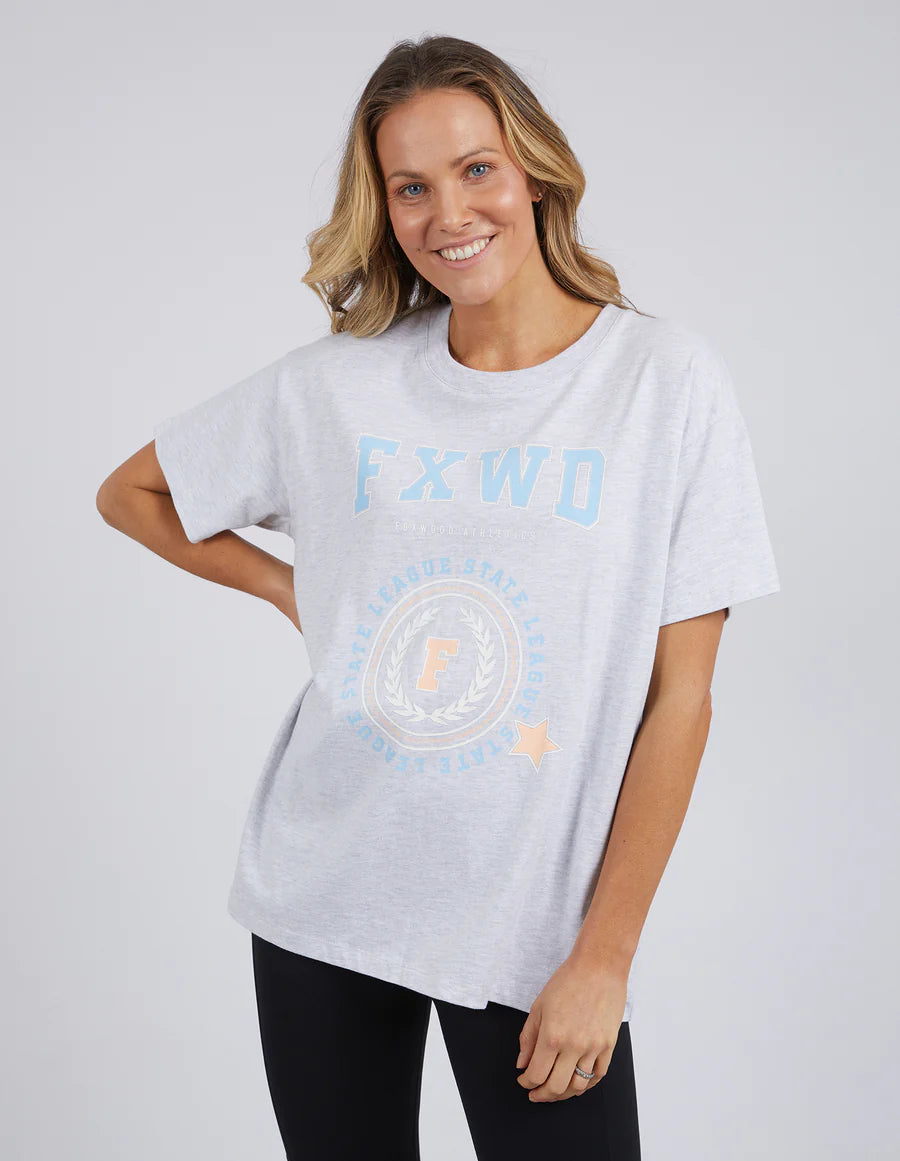 FOXWOOD GET THERE TEE GREY MARLE Silk Blend Satin Velvet