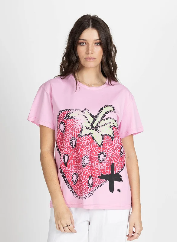 Frankie Tee - Big Berry Solid Color Striped Floral