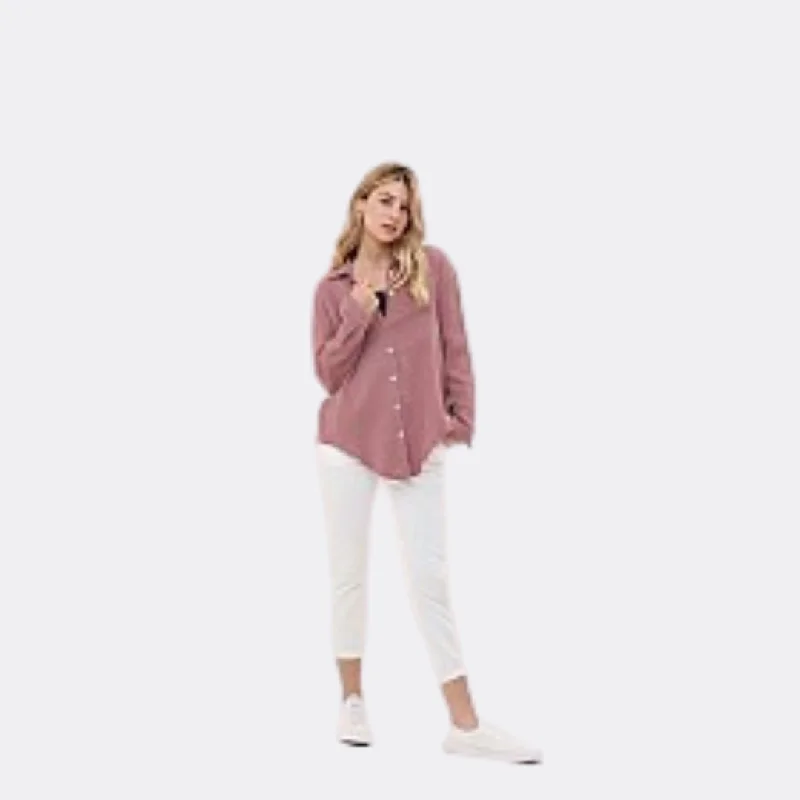 Gauze Shirt Top (Rosy Finch) Elegant Lace Short Sleeve