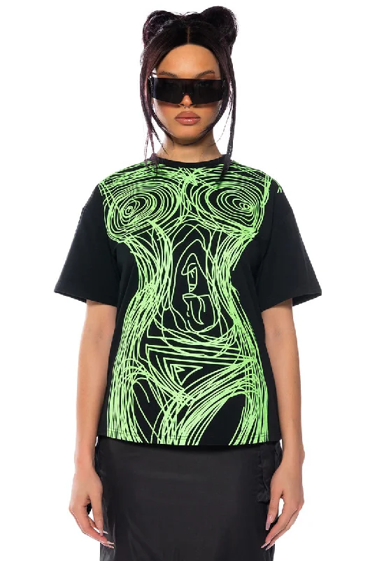 GESTURE DRAWING GRAPHIC TSHIRT Elegant Draped Short Sleeve