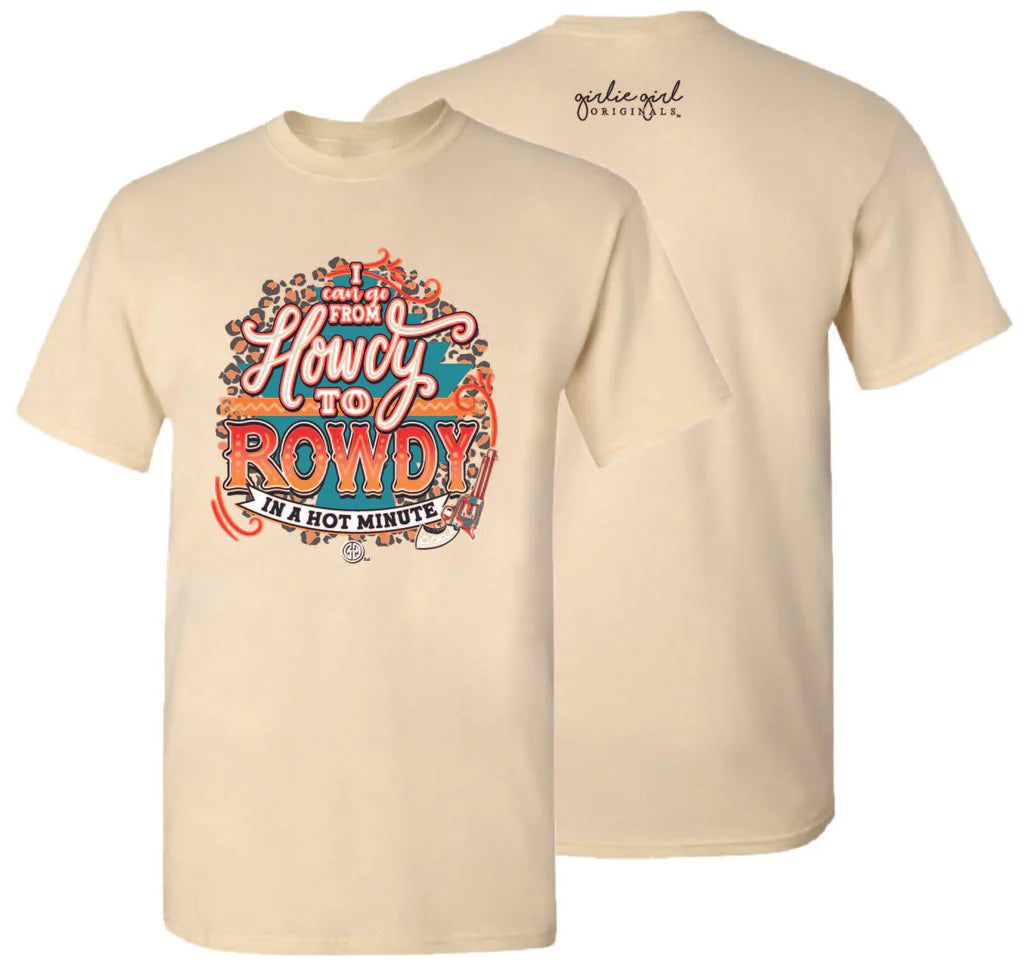 Girlie Girl "Howdy Rowdy" Tee Notch Collar Peter Pan Collar Cowl Neck