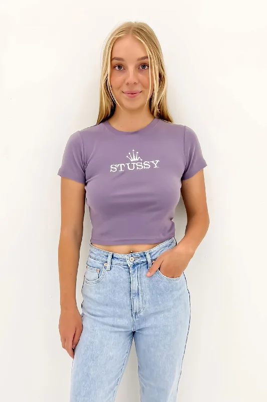 Glamour Embroidered Rib Tee Mauve Print Jacquard Patchwork