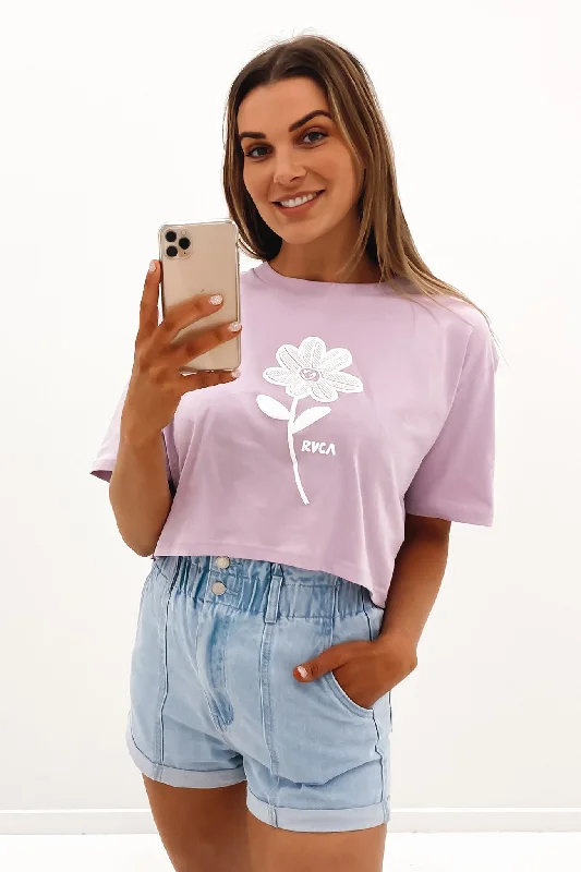 Happy Daisy Half Rummage Tee Lavender Mesh Blend Leather Blend Suede Blend