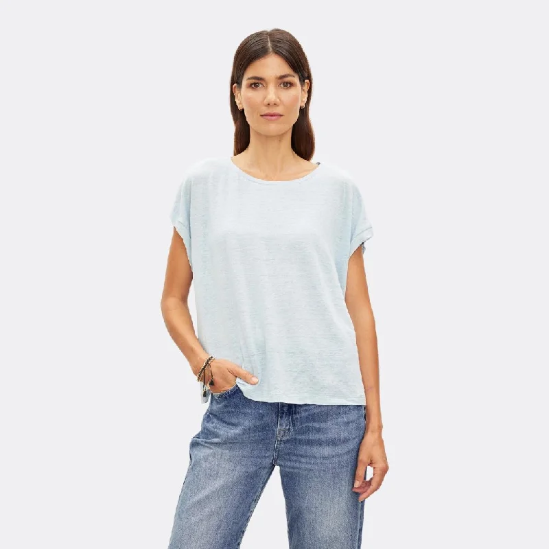 Hudson Crew Neck Tee (Stream) Lace Blend Ribbed Blend Corduroy Blend