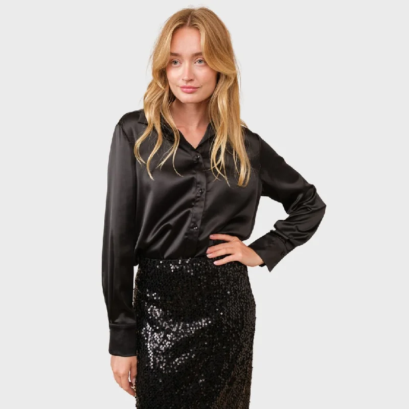 Jayde Shirt (Black) Fashionable Draped Short Sleeve