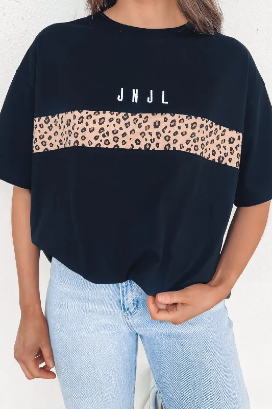 JNJL Leopard Panel Tee Black Modern Contemporary Chic