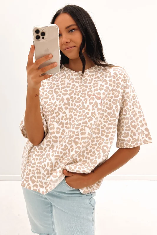 Lana Boxy Tee Nude Leopard Anti-Shrink Durable Soft