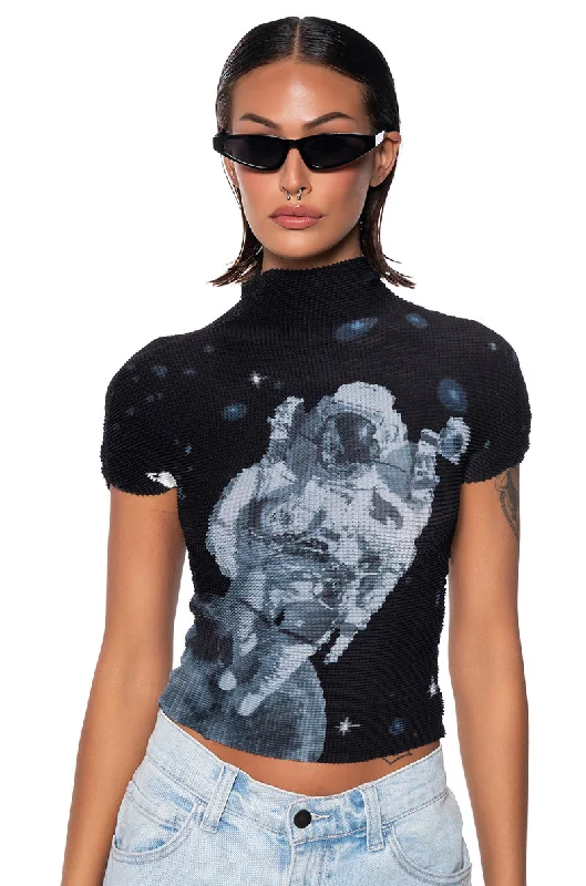 LIFT OFF TEXTURED CAP SLEEVE TSHIRT Elegant Lace Short Sleeve