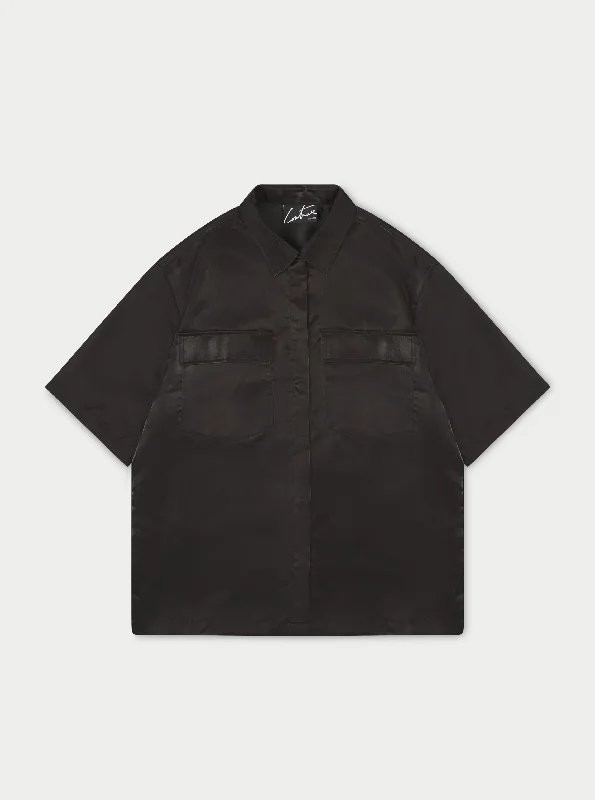 LOVE ALWAYS ORGANZA SHIRT - BLACK Classic Denim Short Sleeve