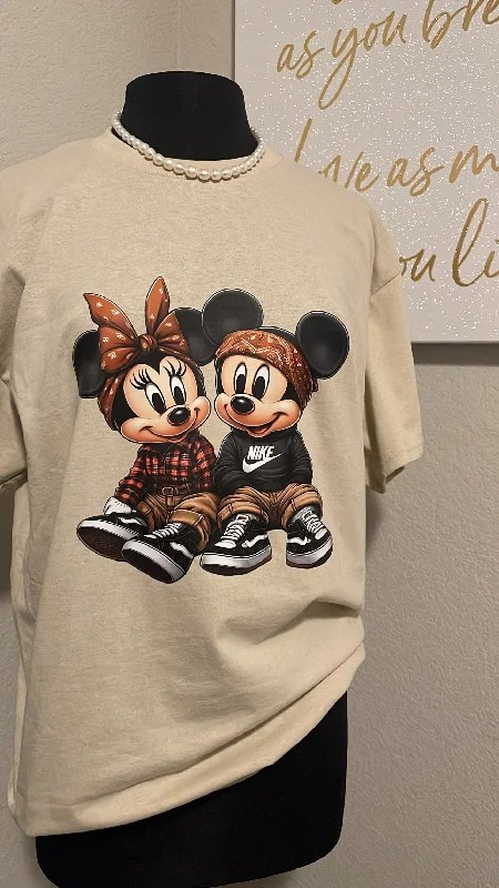 “Mickey/Minnie” Tee-Shirt Trendy Sleeveless Short Shirt