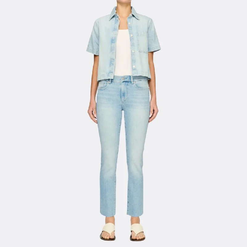 Montauk Short Sleeve Shirt (Light Fountain) Casual Ruffle Short Shirt