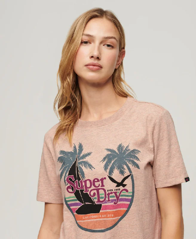 Outdoor Stripe Relaxed T Shirt | Orange Apricot Ice Marle Cozy Loose Fit Short Sleeve
