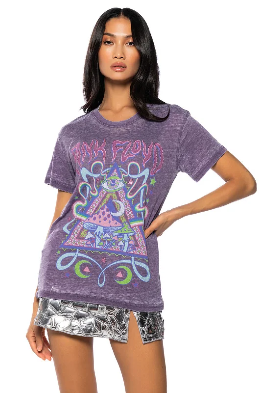 PINK FLOYD COSMIC GRAPHIC TSHIRT Elegant Off-Shoulder Short Shirt