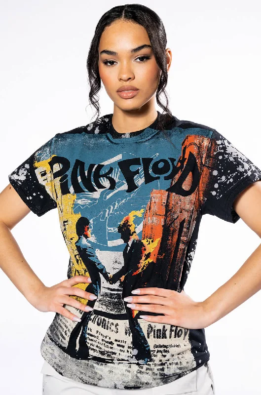 PINK FLOYD SPLATTER GRAPHIC TSHIRT Trendy Floral Print Tee