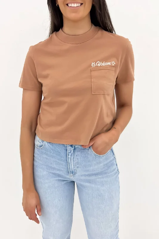Pocket Dial Tee Clay Chenille Brocade Lace