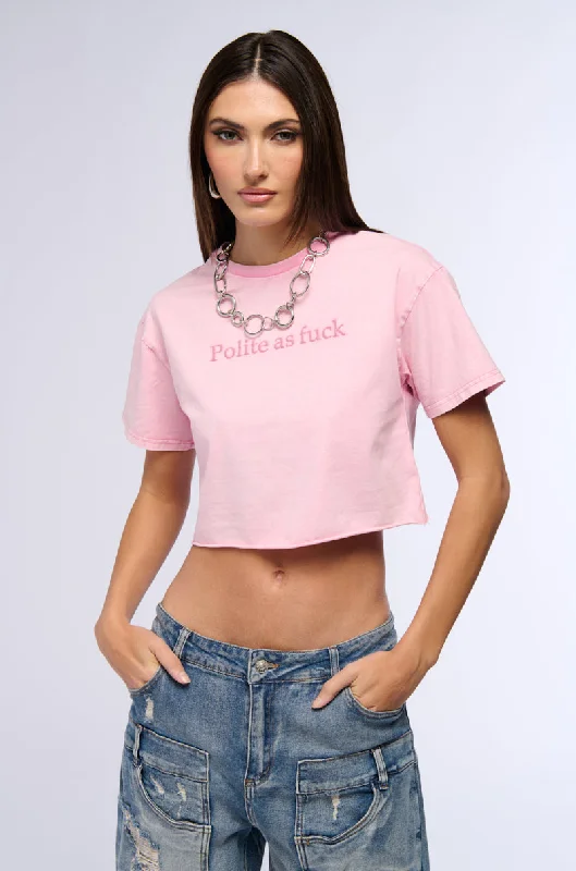 POLITE AF GRAPHIC T SHIRT Elegant Lace-Trimmed Short Shirt