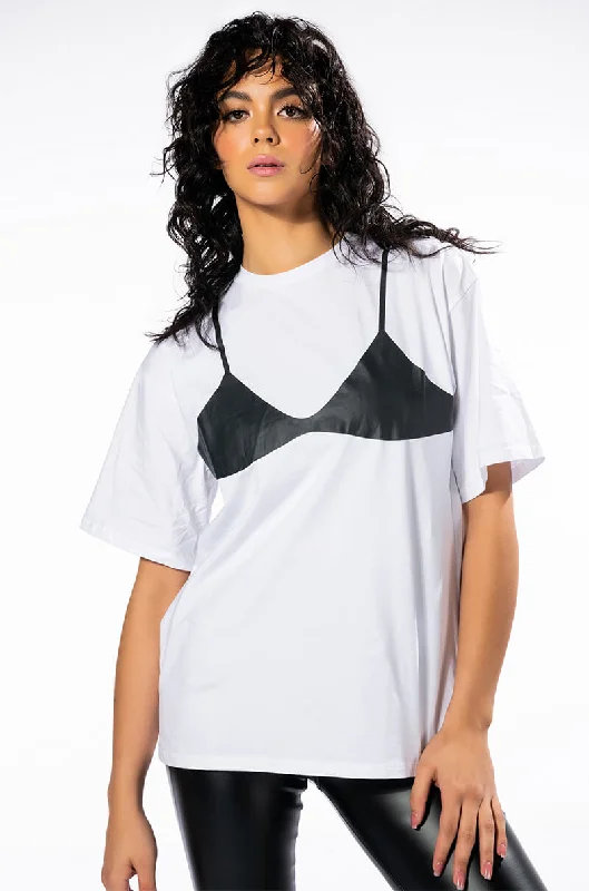 SILHOUETTES SHORT SLEEVE PRINTED TSHIRT Fashionable Draped Short Sleeve