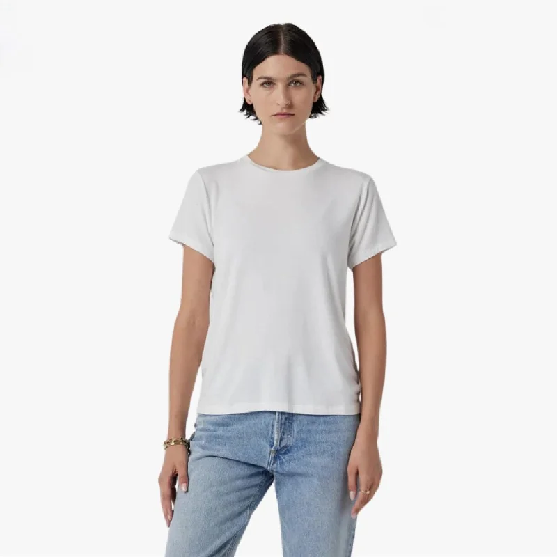 Solana Tee (White) Rayon Velvet Corduroy