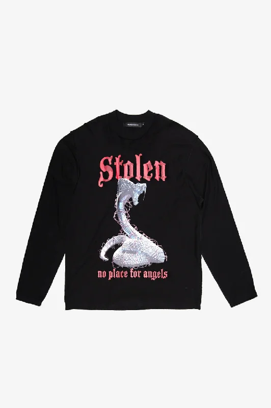 Stolen Girlfriends Club No Angels Tee - Black Silk Blend Satin Velvet