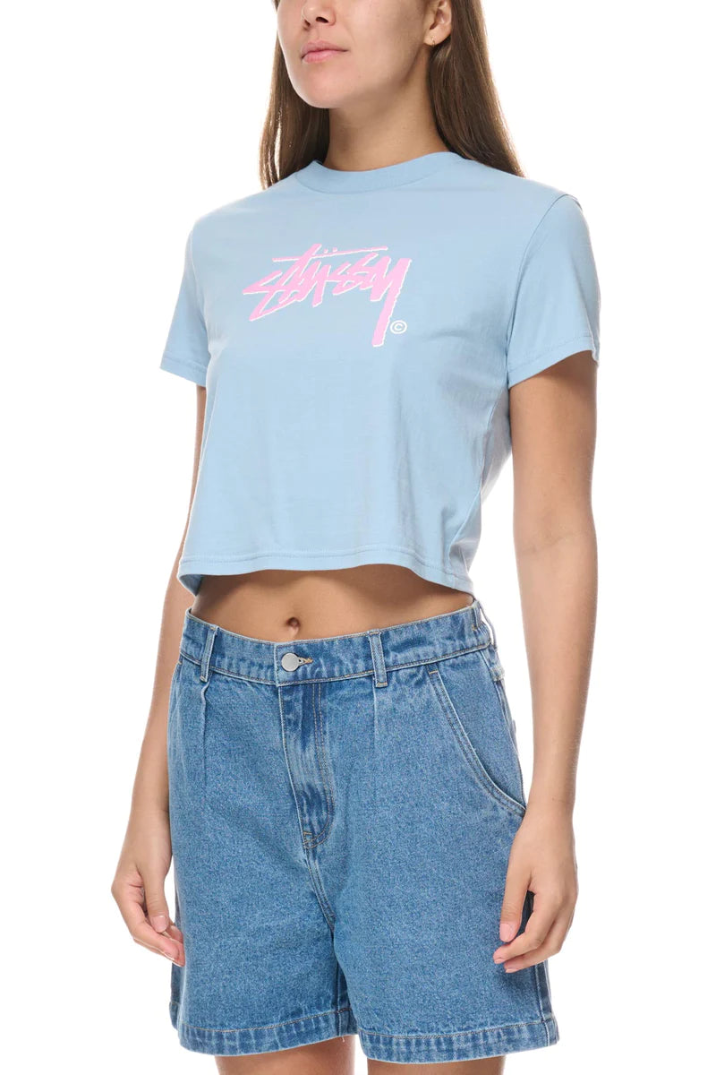 STUSSY SHADOW STOCK SLIM TEE STEEL BLUE Terry Blend Velvet Blend Canvas Blend