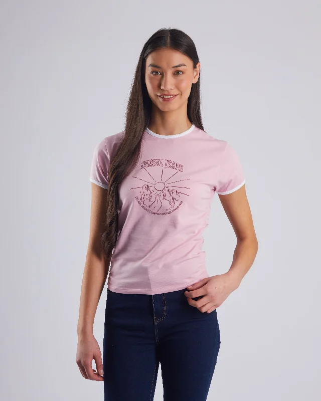 Priscilla Tee Cameo Pink Silk Blend Satin Velvet