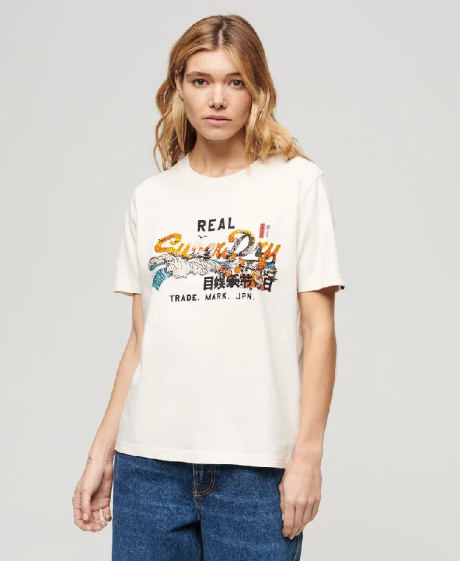 Tokyo Vl Relaxed T Shirt | Cream Stylish Split-Hem Short Shirt