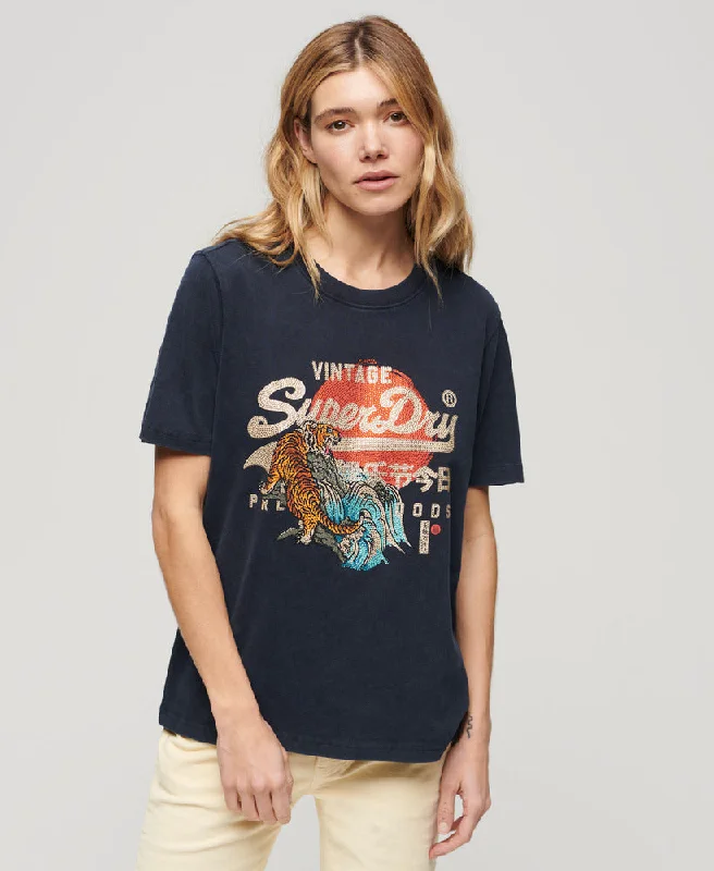 Tokyo Vl Relaxed T Shirt | Eclipse Navy Modern Short Sleeve Top