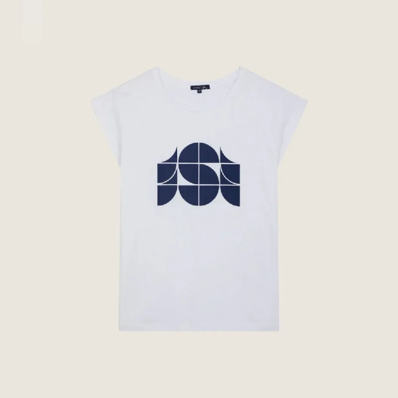 Valentina Tee-Shirt (White) Fashionable Cuffed Short Sleeve