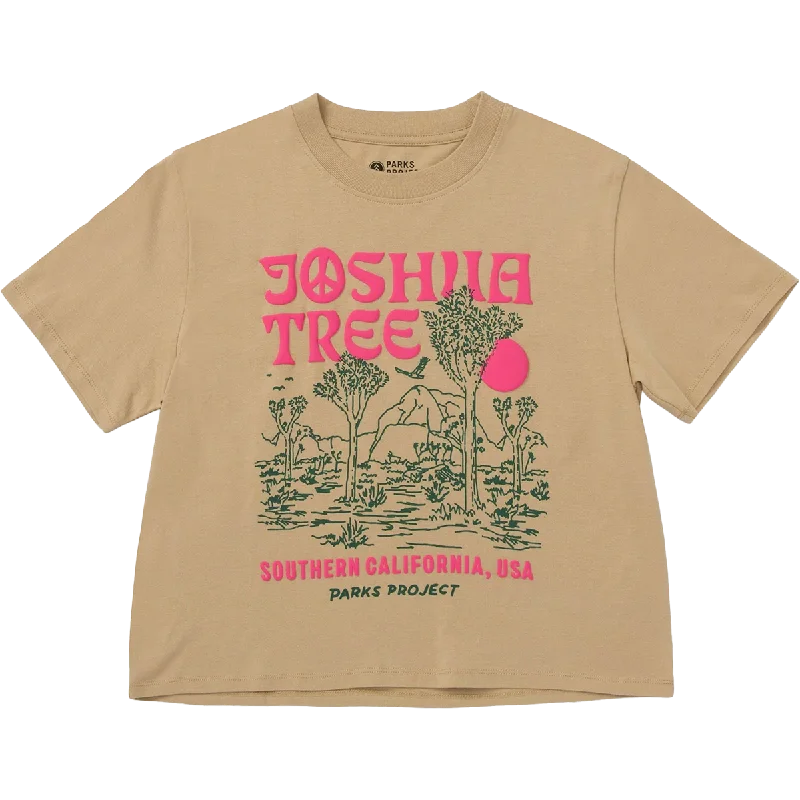 Women's Joshua Tree Puff Print Boxy Tee Sequined Glittery Shiny