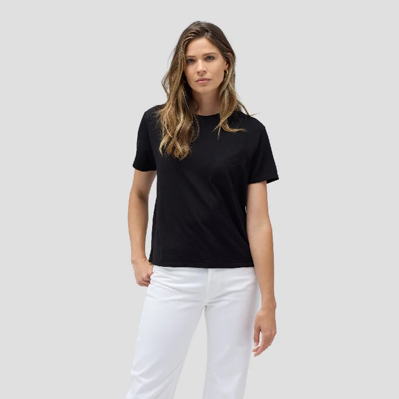Women's Merino Boxy Pocket Tee Plaid T-Shirt Polka Dot Checkered
