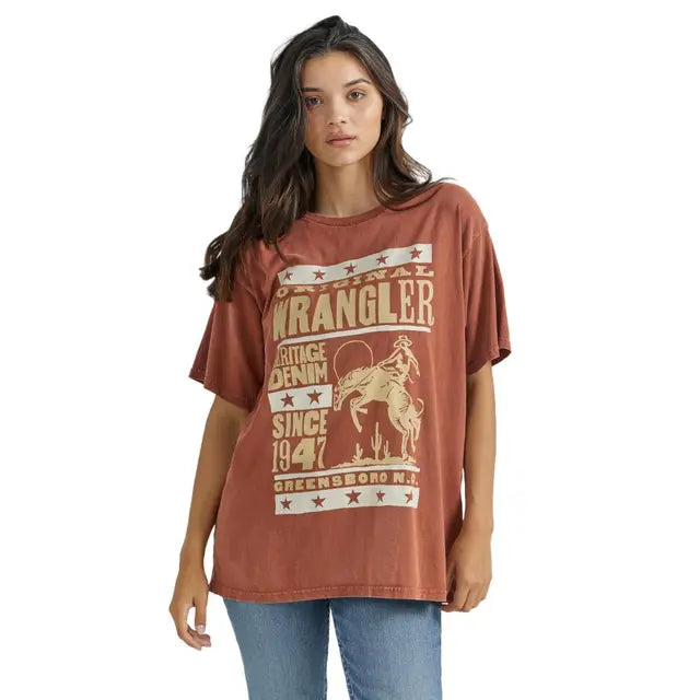 Wrangler Oversized Heritage Graphic Tee Chenille Blend Fleece Blend Nylon Blend