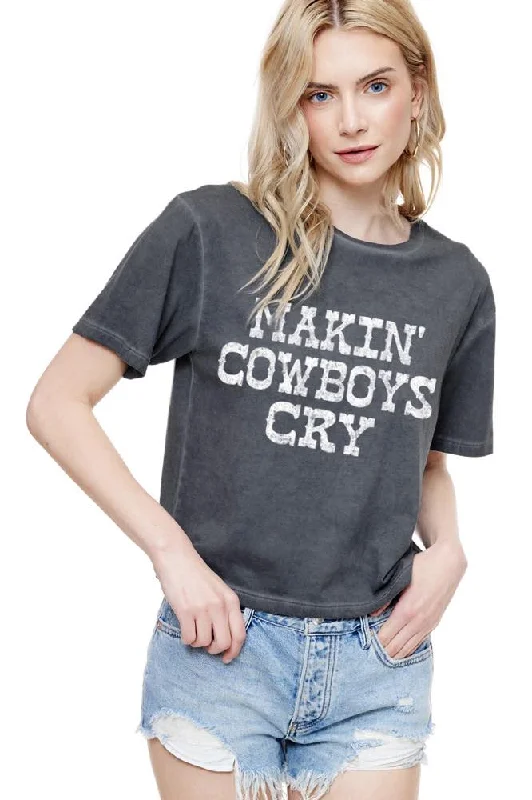 Zutter Makin Cowboys Cry Crop Tee Cashmere Blend Cotton Blend Poly Blend