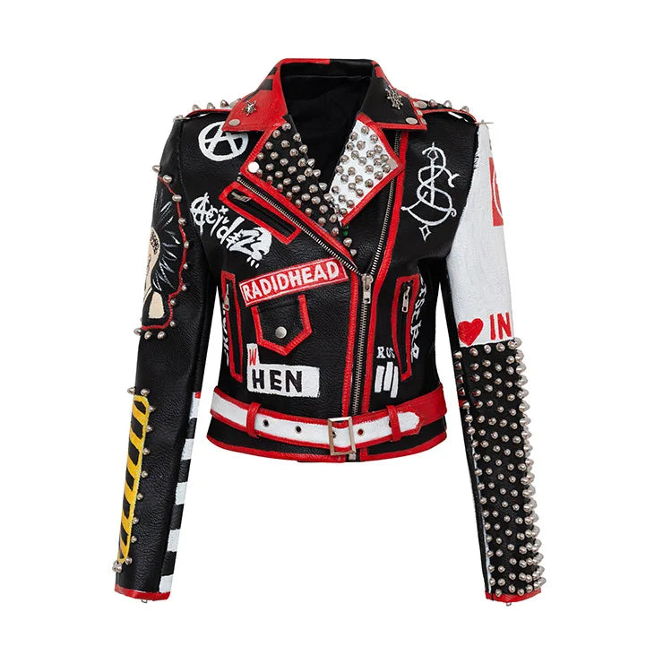 FZ Women's Printed Willow Pin Coat Short Punk Rock Pu Leather Jacket Mesh Jacket Canvas Jacket Denim Jacket FZ Women's Printed Willow Pin Coat Short Punk Rock Pu Leather Jacket Mesh Jacket Canvas Jacket Denim Jacket