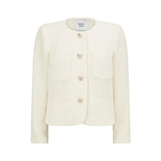 Boucle Short Jacket Welt Pockets Slit Pockets Flap Pockets