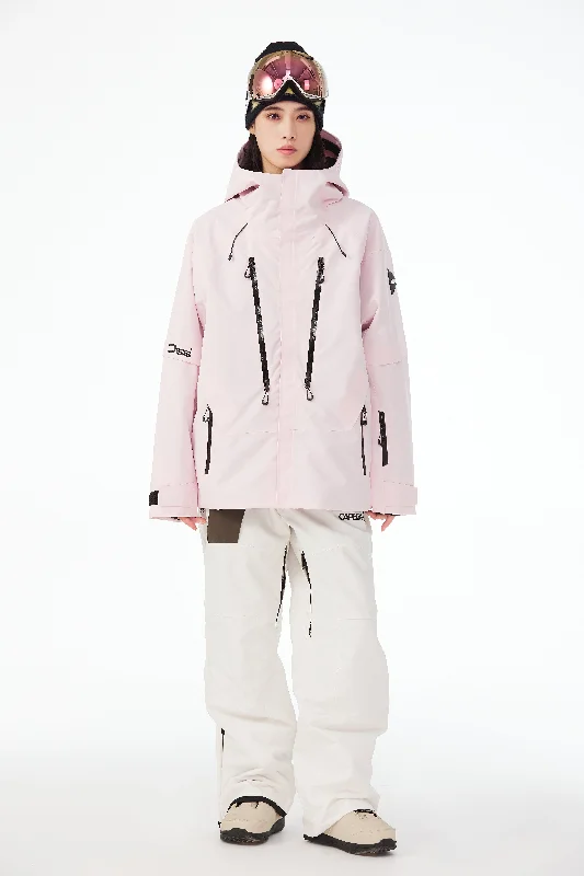 Brick Unisex Snowboard Jacket Ribbed Jacket Pleated Jacket Ruffled Jacket