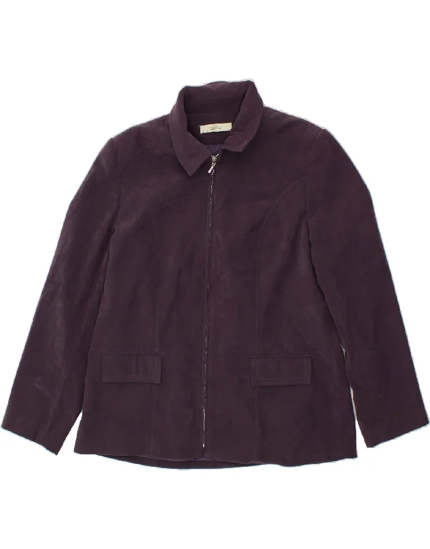 CLASSICS Womens Bomber Jacket UK 18 XL Purple Polyester Stand-Up Collar Roll-Neck Collar Turtle Neck CLASSICS Womens Bomber Jacket UK 18 XL Purple Polyester Stand-Up Collar Roll-Neck Collar Turtle Neck