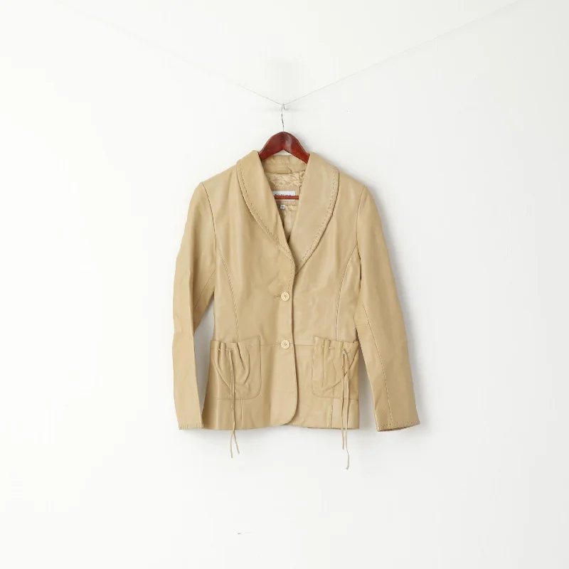 Hollies Stockholm Women 36 S Jacket Beige Leather Soft Boho Blazer Oversized Jacket Tailored Jacket Straight Jacket Hollies Stockholm Women 36 S Jacket Beige Leather Soft Boho Blazer Oversized Jacket Tailored Jacket Straight Jacket