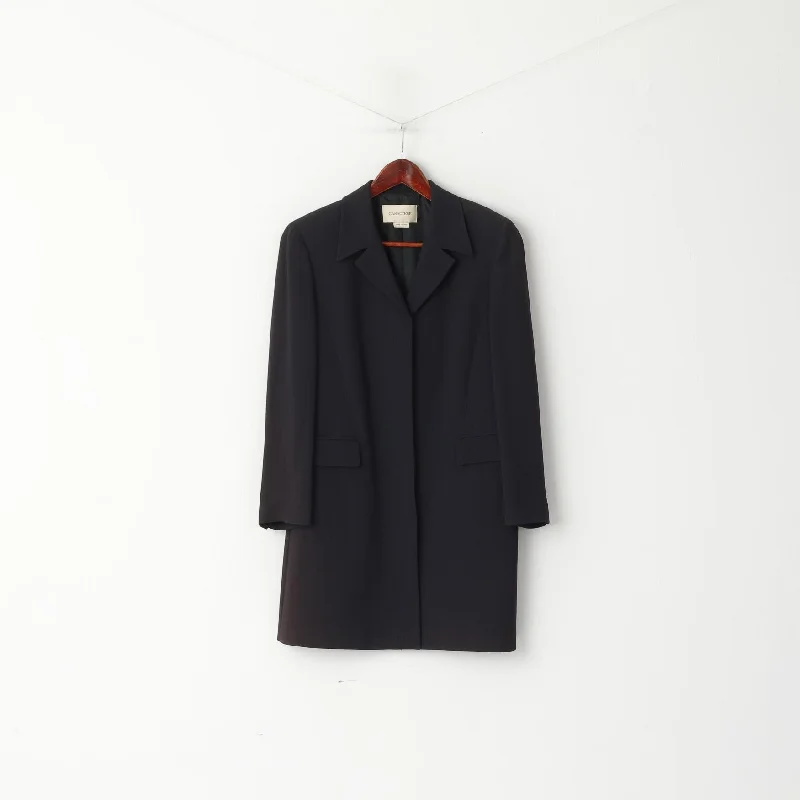 CARACTERE Women 12 38 Long Blazer Navy Striped Vintage Made in Italy Shoulder Pads Jacket Appliqued Jacket Beaded Jacket Sequined Jacket CARACTERE Women 12 38 Long Blazer Navy Striped Vintage Made in Italy Shoulder Pads Jacket Appliqued Jacket Beaded Jacket Sequined Jacket