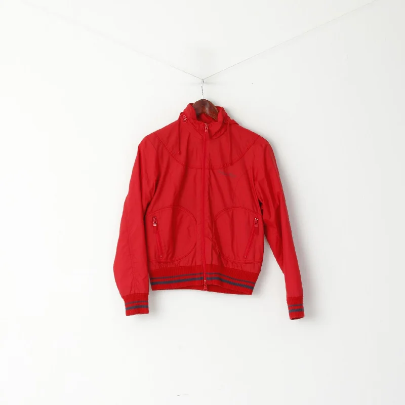 Polo Jeans Ralph Lauren Women S Jacket Red Nylon Waterproof Hidden Hood Zip Up Top Print Jacket Jacquard Jacket Embroidered Jacket