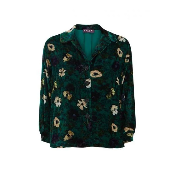 Ellen Anemone Leaf Velvet Jacket Fleece Jacket Down Jacket Parka